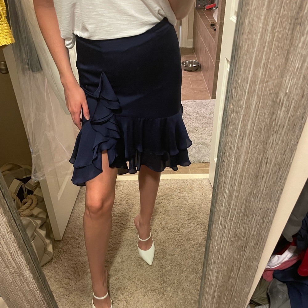 Navy silk skirt